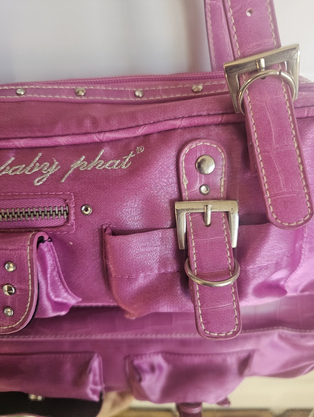 Magnetta Baby Phat Pink Satin Top-Handle Bag - Picture 12 of 16